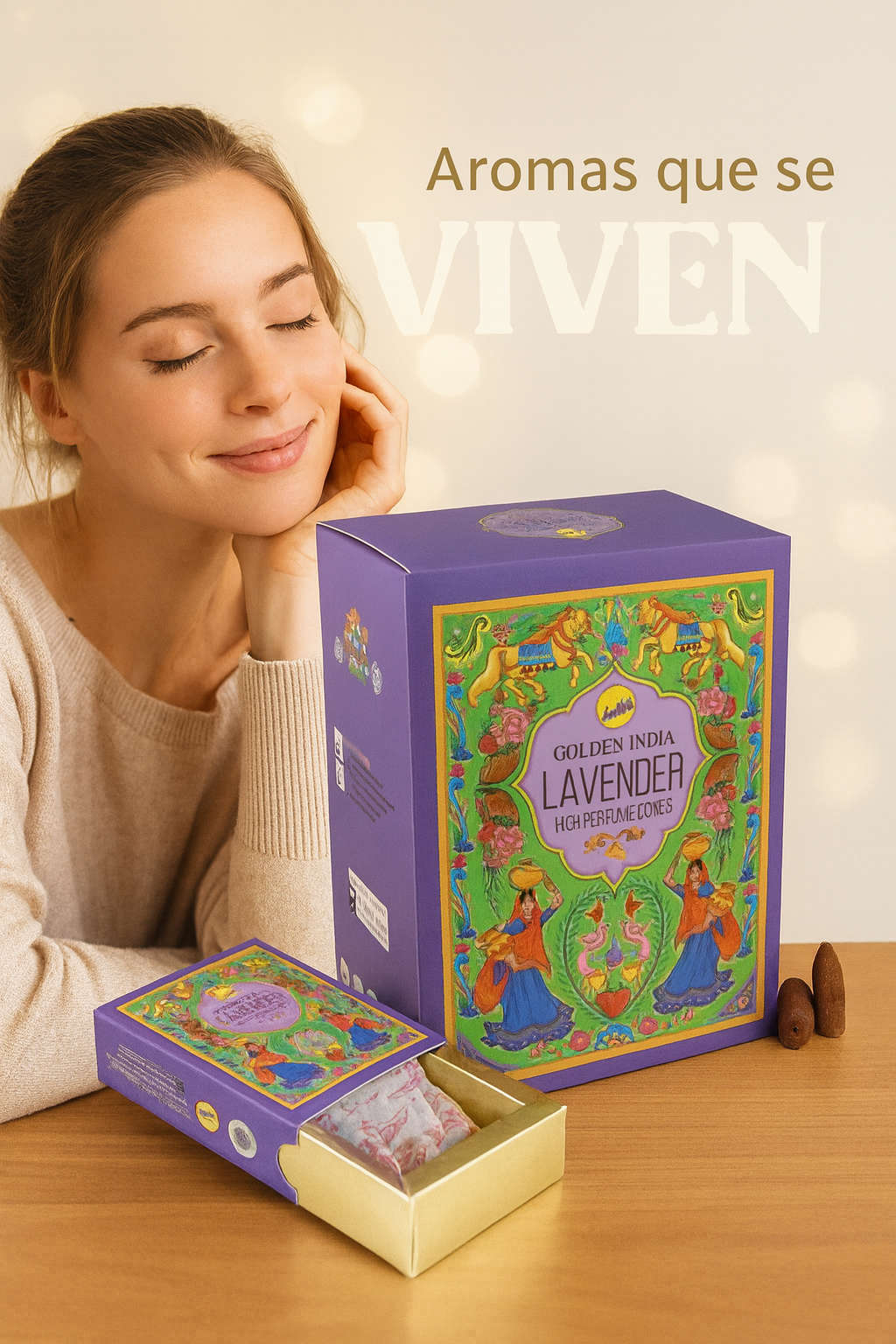 Conos Aromáticos Backflow SREE VANI Lavanda – Caja 10