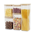 Set de 5 Tarros Herméticos con Tapa de Bambú – Marley Harmony | Diseño Natural y Sellado Perfecto