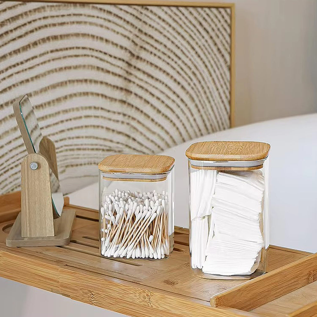 Set de 5 Tarros Herméticos con Tapa de Bambú – Marley Harmony | Diseño Natural y Sellado Perfecto