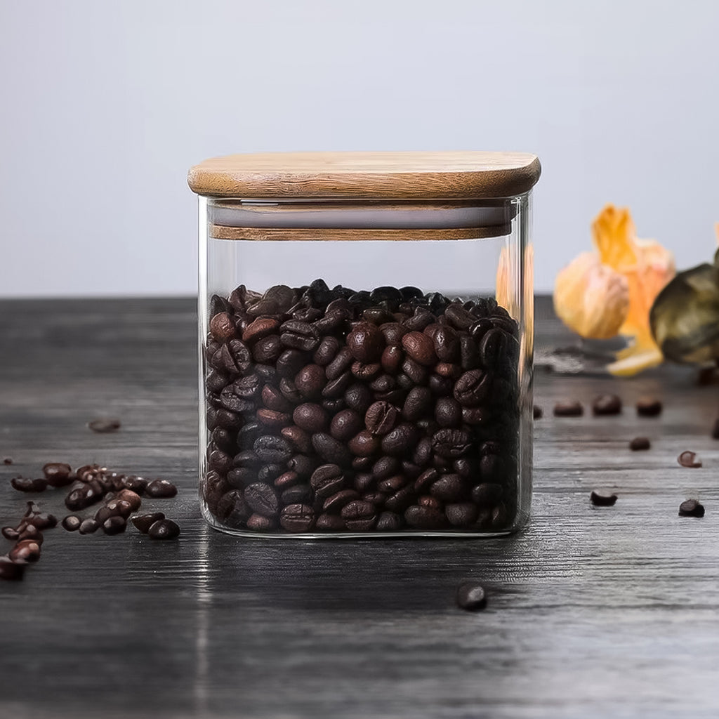 Set de 5 Tarros Herméticos con Tapa de Bambú – Marley Harmony | Diseño Natural y Sellado Perfecto